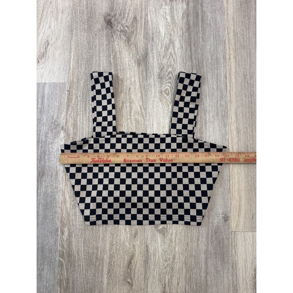 Dressed in LALA Black and White Checkered Crop Top - Picture 7 of 8